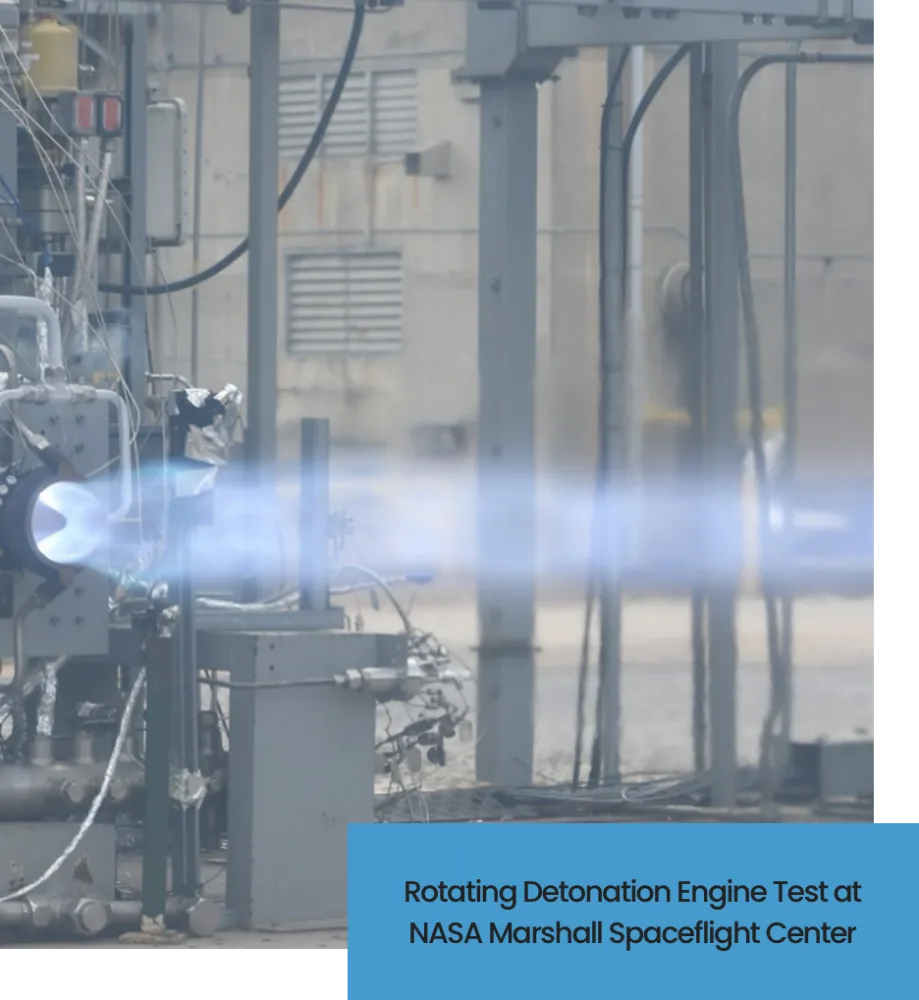 image of Rotating Detonation Engine with a caption below saying 